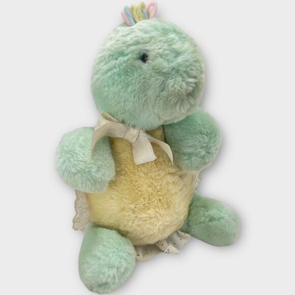 Vintage Eden Pastel Plush Musical Turtle Plush Turn Key Moving Head Farmer Dell - Picture 1 of 13